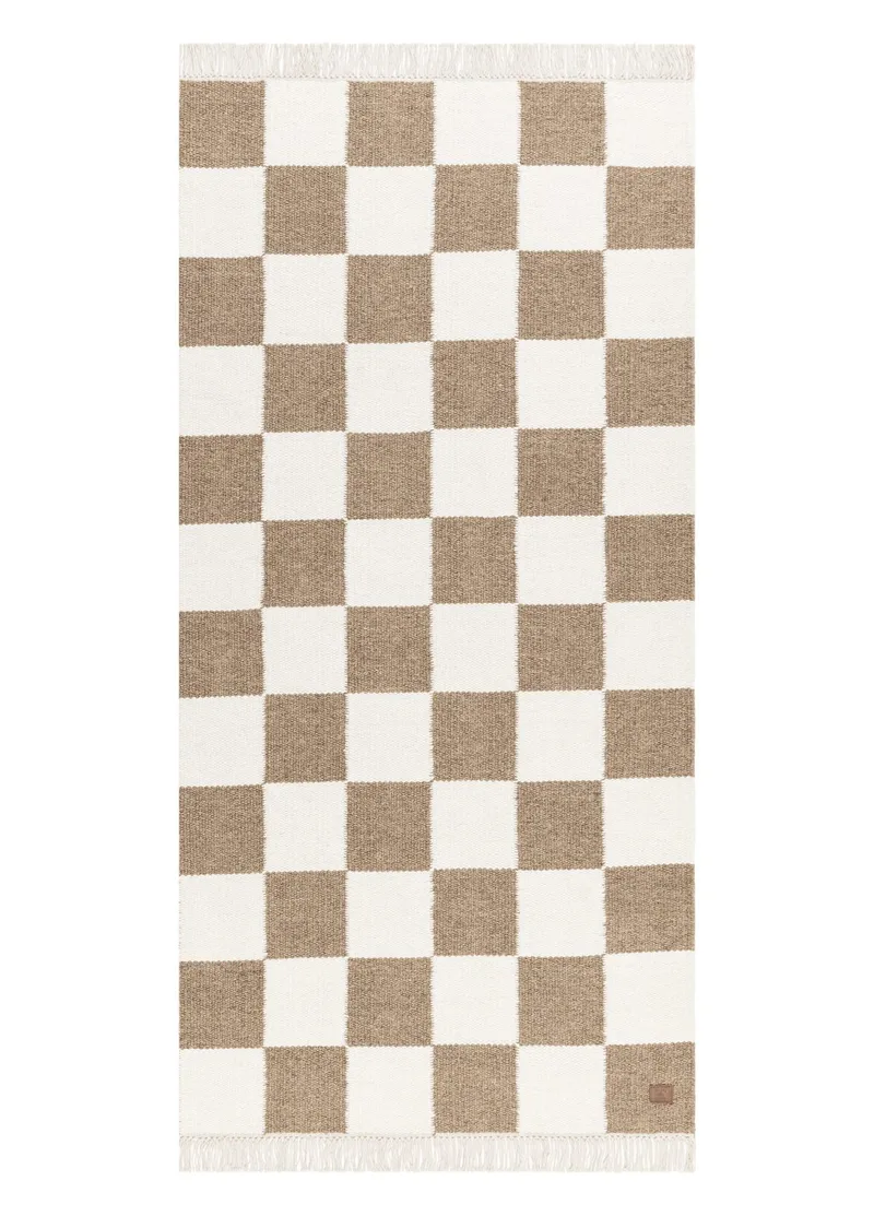 Håndvevd teppe Nordic Check 75x200 cm, Sjokolade
