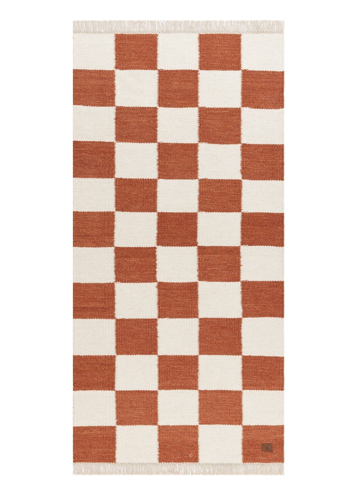 Håndvevd teppe Nordic Check 75x200 cm - Terrakotta