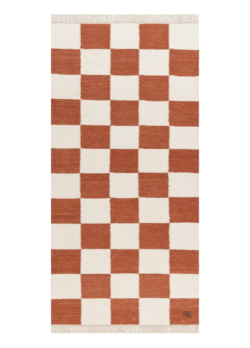 Håndvevd teppe Nordic Check 75x200 cm, Terrakotta