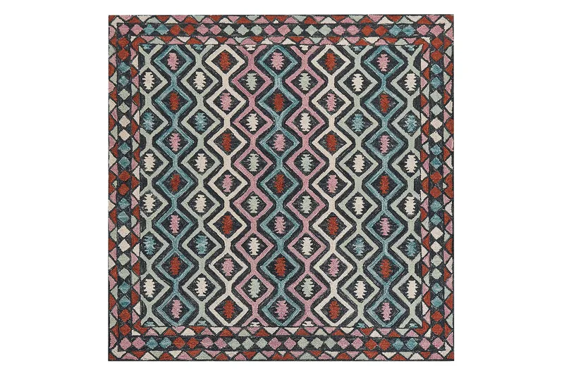 Haymana Ullteppe 200x200 cm Kvadratisk - Blå - Tekstiler - Tepper & Matter - Moderne tepper - Ullteppe