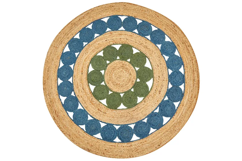 Hovit Juteteppe 140 cm Rund, Blå