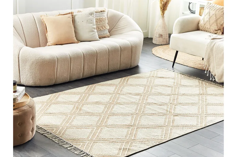 Kacem Bomullsteppe 160x230 cm - Beige - Tekstiler - Tepper & Matter - Moderne tepper - Bomullstepper