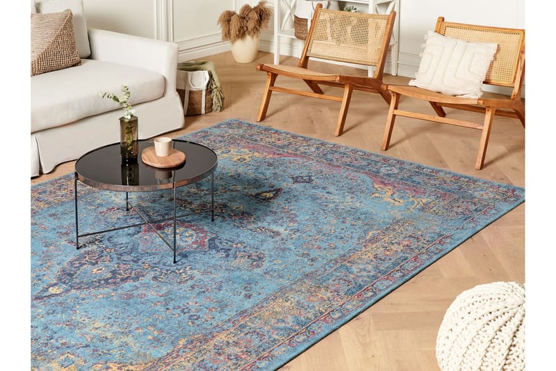 Kansu Bomullsteppe 200x300 cm - Blå - Tekstiler - Tepper & Matter - Moderne tepper - Bomullstepper