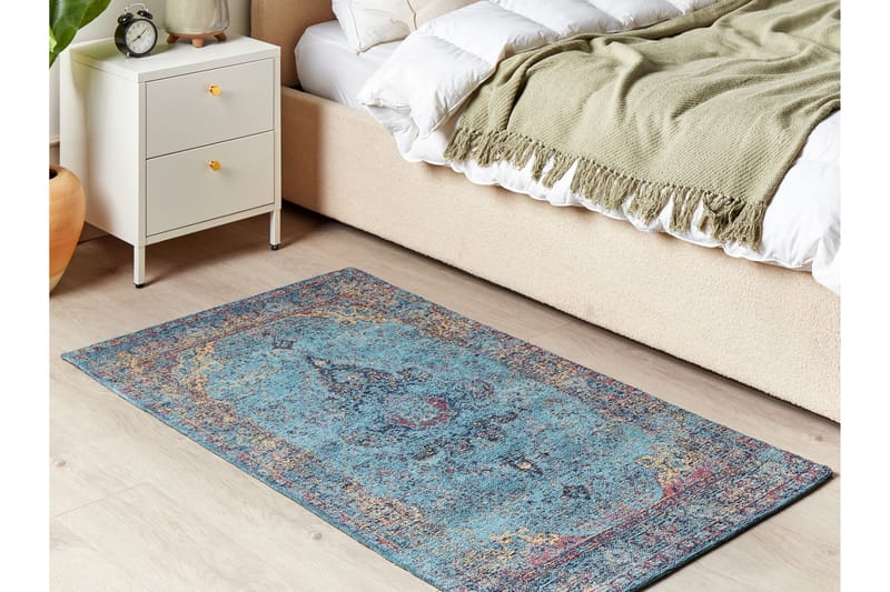 Kansu Bomullsteppe 80x150 cm - Blå - Tekstiler - Tepper & Matter - Moderne tepper - Bomullstepper
