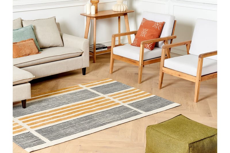 Katra Bomullsteppe 140x200 cm - Gul - Tekstiler - Tepper & Matter - Moderne tepper - Ryeteppe