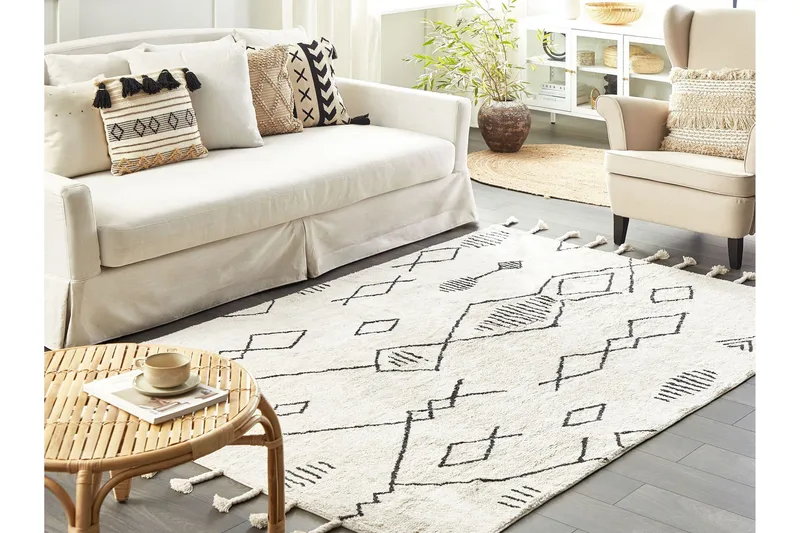 Kebir Bomullsteppe 160x230 cm - Svart/hvit - Tekstiler - Tepper & Matter - Moderne tepper - Bomullstepper