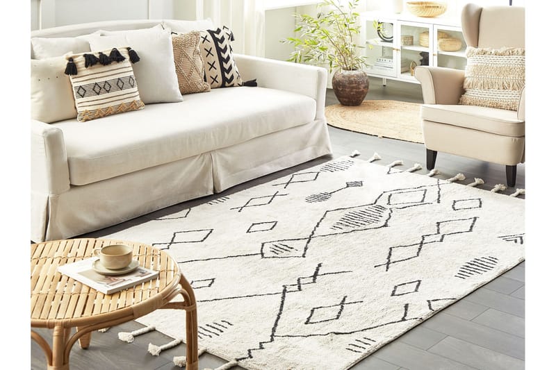 Kebir Bomullsteppe 160x230 cm - Svart/hvit - Tekstiler - Tepper & Matter - Moderne tepper - Bomullstepper