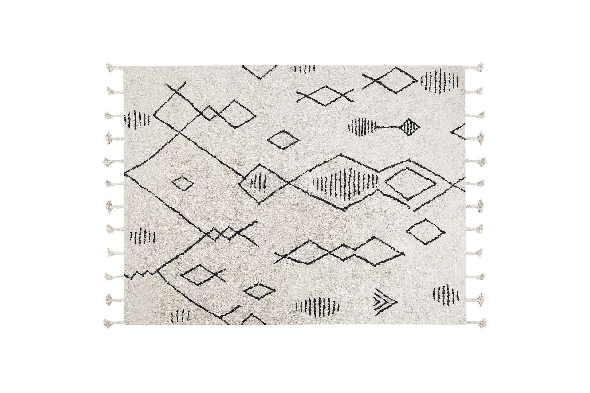 Kebir Bomullsteppe 160x230 cm - Svart/hvit