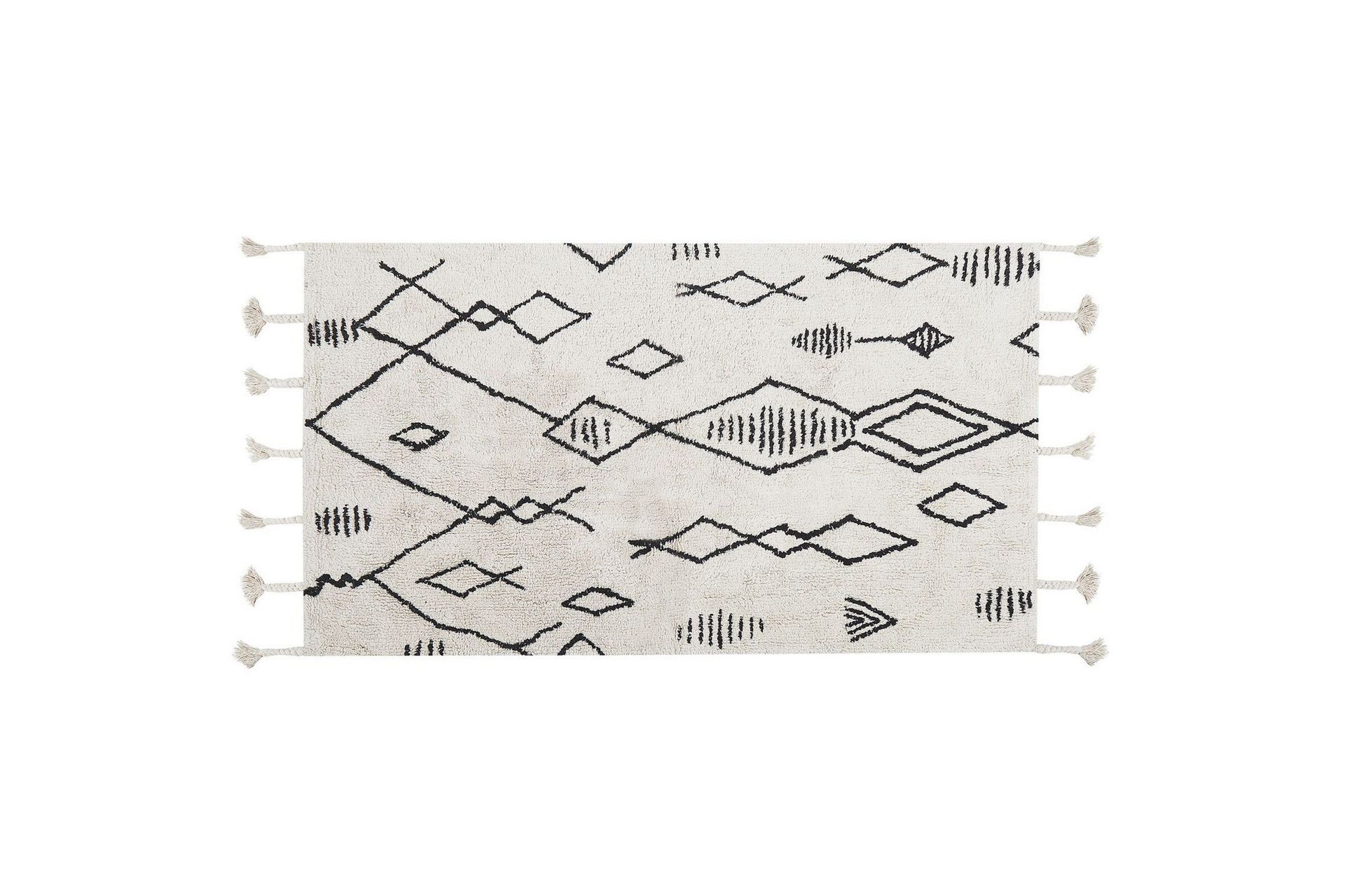 Kebir Bomullsteppe 80x150 cm - Svart/hvit