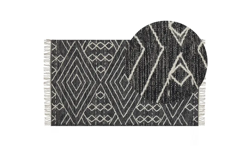 Khenifra Bomullsteppe 80x150 cm - Svart/hvit - Tekstiler - Tepper & Matter - Moderne tepper - Bomullstepper