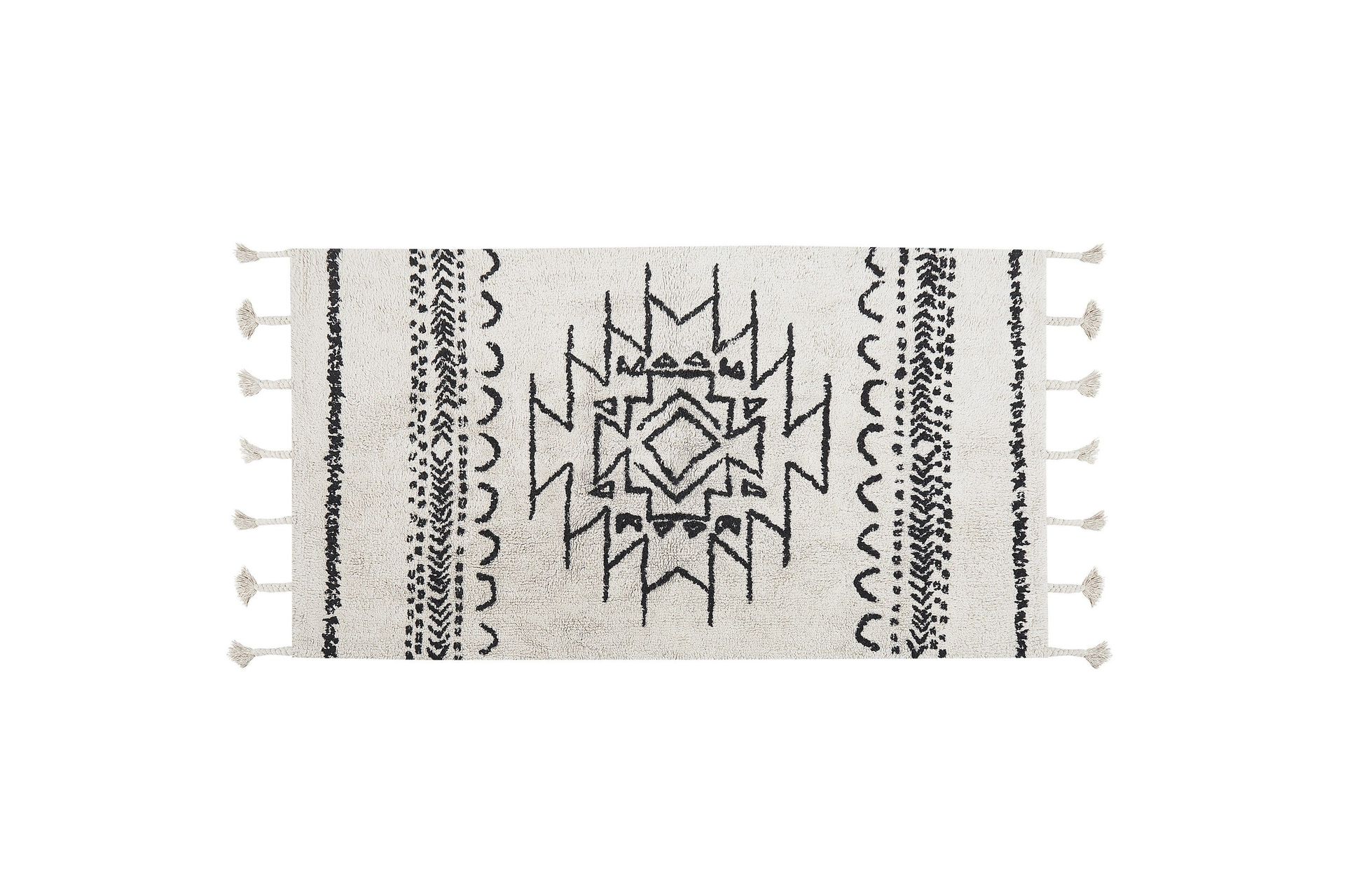 Khouribga Bomullsteppe 80x150 cm - Svart/hvit