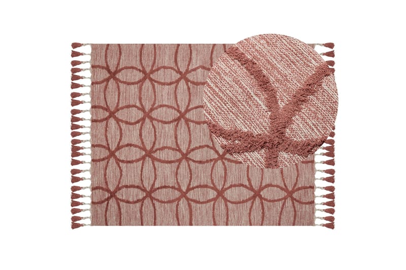 Kirsehir Bomullsteppe 160x230 cm - Rød - Tekstiler - Tepper & Matter - Moderne tepper - Bomullstepper