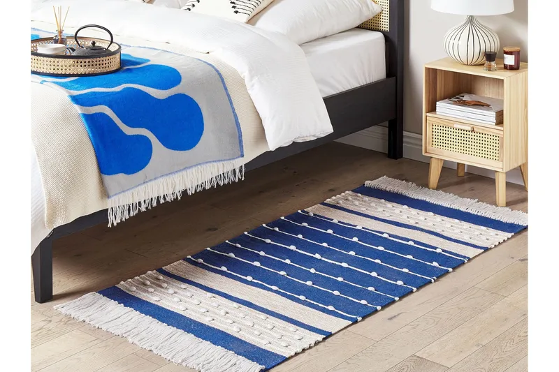 Kondhali Ryeteppe 80x150 cm - Blå - Tekstiler - Tepper & Matter - Moderne tepper - Bomullstepper