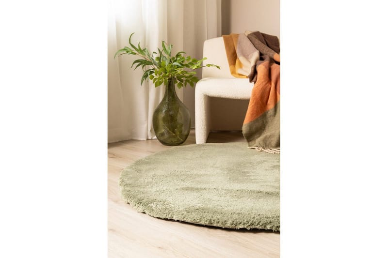 Langhåret teppe Royal Deluxe Rund - 120x120 cm, Grønn - Tekstiler - Tepper & Matter - Moderne tepper - Ryeteppe