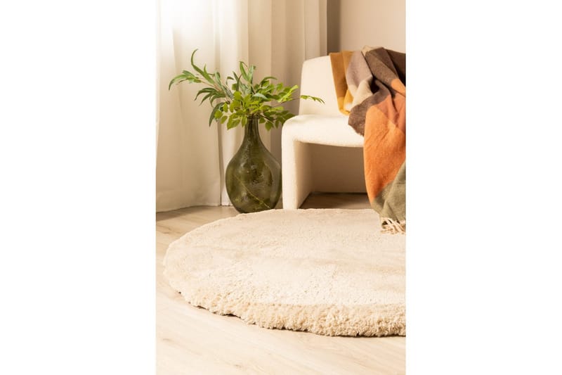 Langhåret teppe Royal Deluxe Rund - 120x120 cm, Natur - Tekstiler - Tepper & Matter - Moderne tepper - Ryeteppe