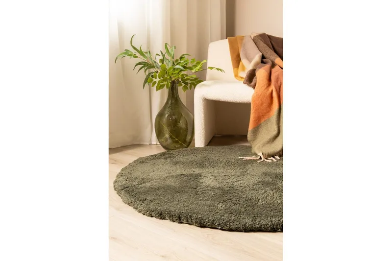 Langhåret teppe Royal Deluxe Rund - 120x120 cm, Smaragdgrønn - Tekstiler - Tepper & Matter - Moderne tepper - Ryeteppe