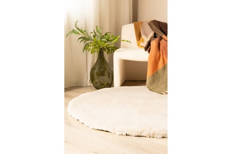 Langhåret teppe Royal Deluxe Rund - 160x160 cm, Krem - Tekstiler - Tepper & Matter - Moderne tepper - Ryeteppe