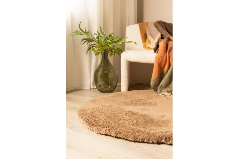 Langhåret teppe Royal Deluxe Rund - 160x160 cm, Mokka - Tekstiler - Tepper & Matter - Moderne tepper - Ryeteppe