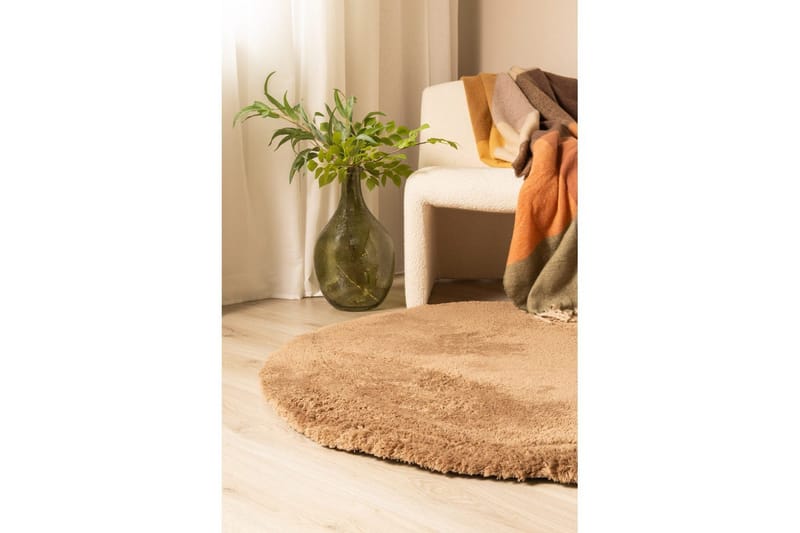 Langhåret teppe Royal Deluxe Rund - 160x160 cm, Mokka - Tekstiler - Tepper & Matter - Moderne tepper - Ryeteppe