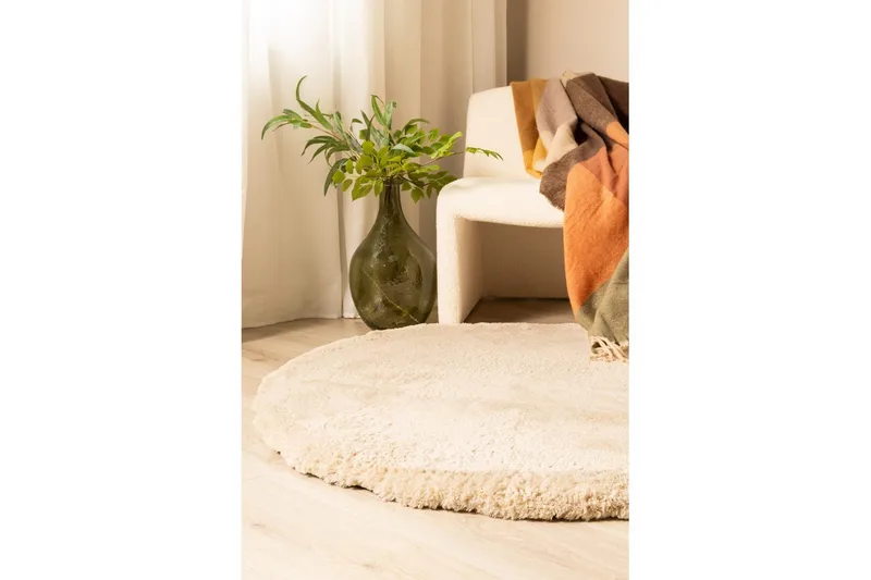 Langhåret teppe Royal Deluxe Rund - 160x160 cm, Natur - Tekstiler - Tepper & Matter - Moderne tepper - Ryeteppe