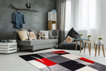 London Patch Friezematte 200x290 - Rød - Tekstiler - Tepper & Matter - Moderne tepper - Wiltontepper