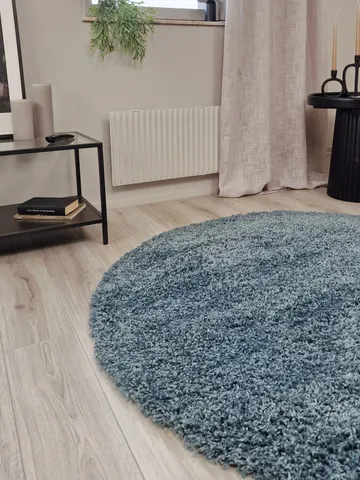 Lounge Ryeteppe Rundt 240 cm - Petrolblå - Tekstiler - Tepper & Matter - Moderne tepper - Ryeteppe