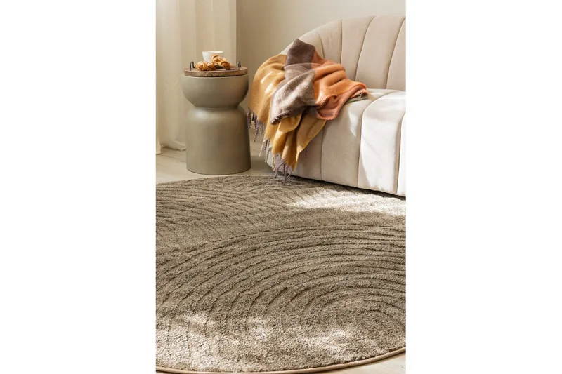 Maskinvevd teppe Genova Zen Rund - 120x120 cm, Mokka - Tekstiler - Tepper & Matter - Moderne tepper - Wiltontepper