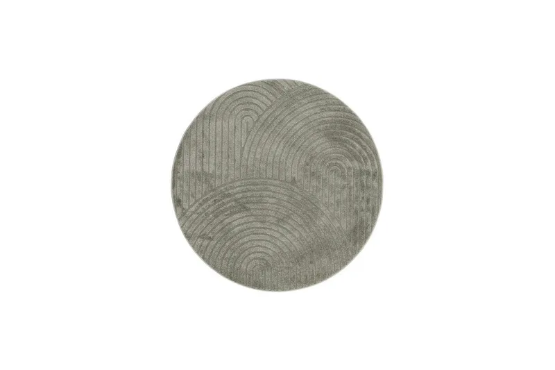 Maskinvevd teppe Genova Zen Rund, 240x240 cm, Grønn