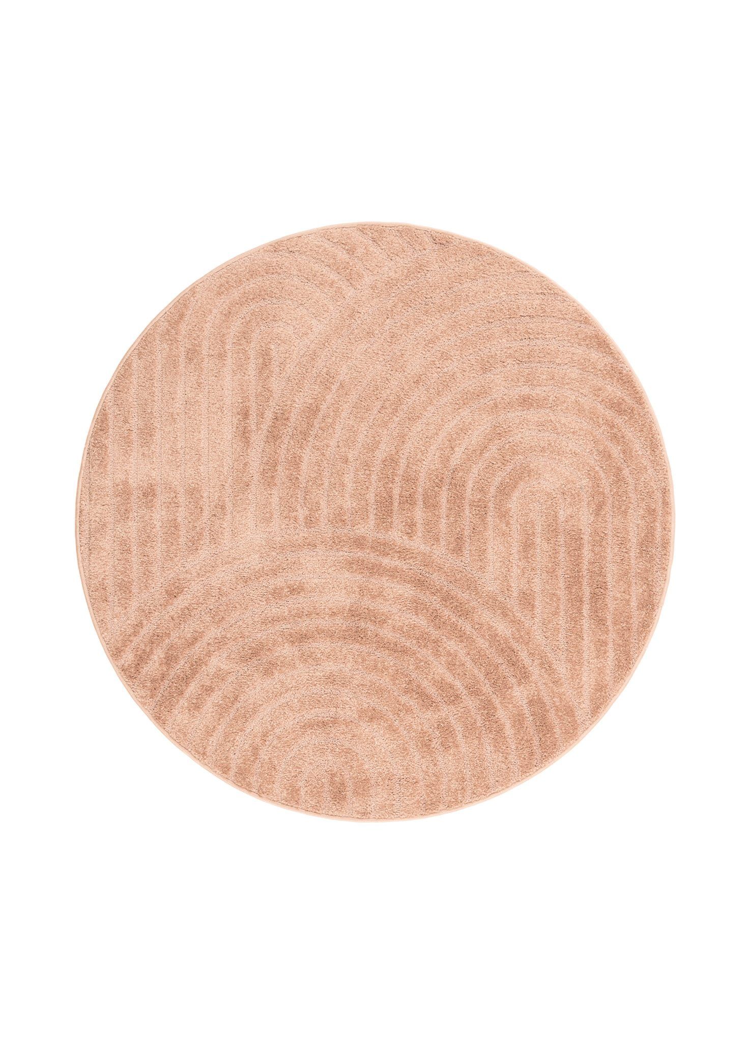 Maskinvevd teppe KM Home Genova Zen rund 240x240 cm Peach - Fersken