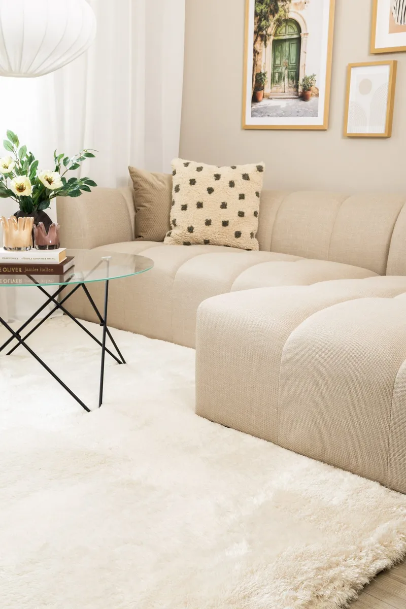 Maskinvevd teppe KM Home Novelle KVADRAT 200x200 Creme - Creme - Tekstiler - Tepper & Matter - Moderne tepper - Ryeteppe