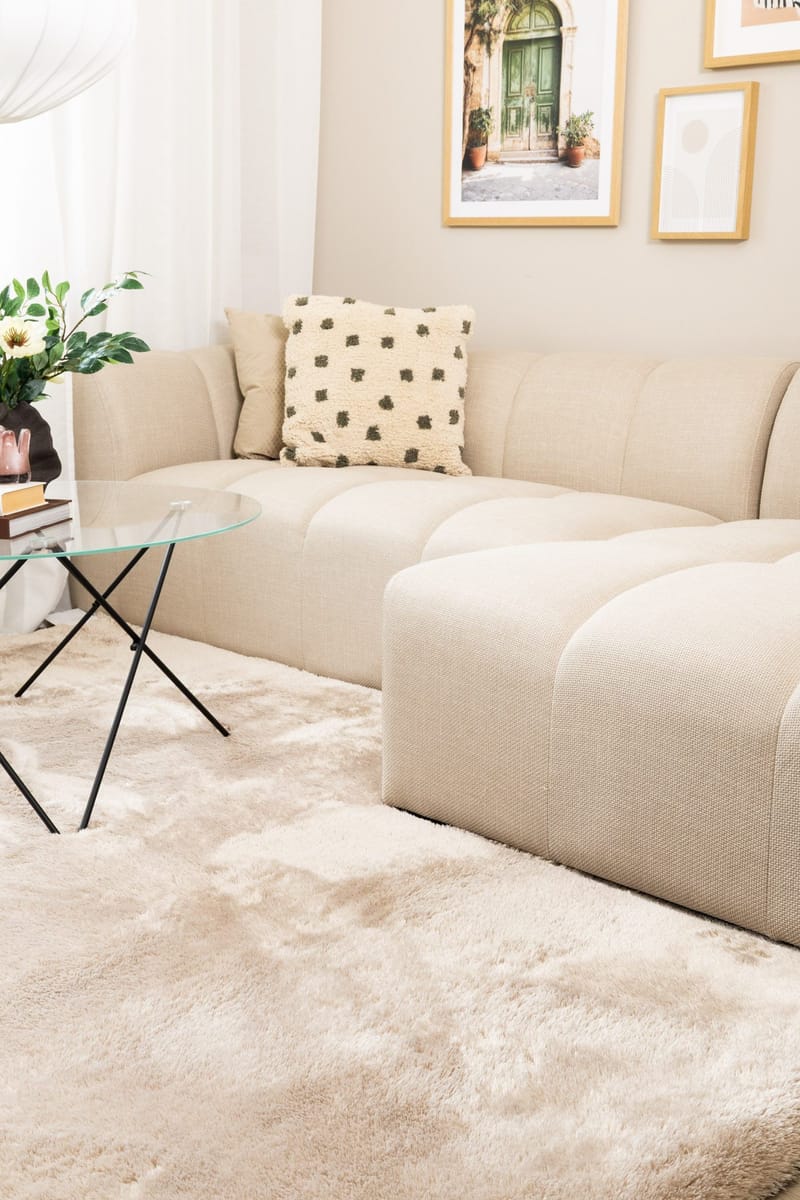 Maskinvevd teppe KM Home Novelle KVADRAT 200x200 Lin - Lin - Tekstiler - Tepper & Matter - Moderne tepper - Ryeteppe