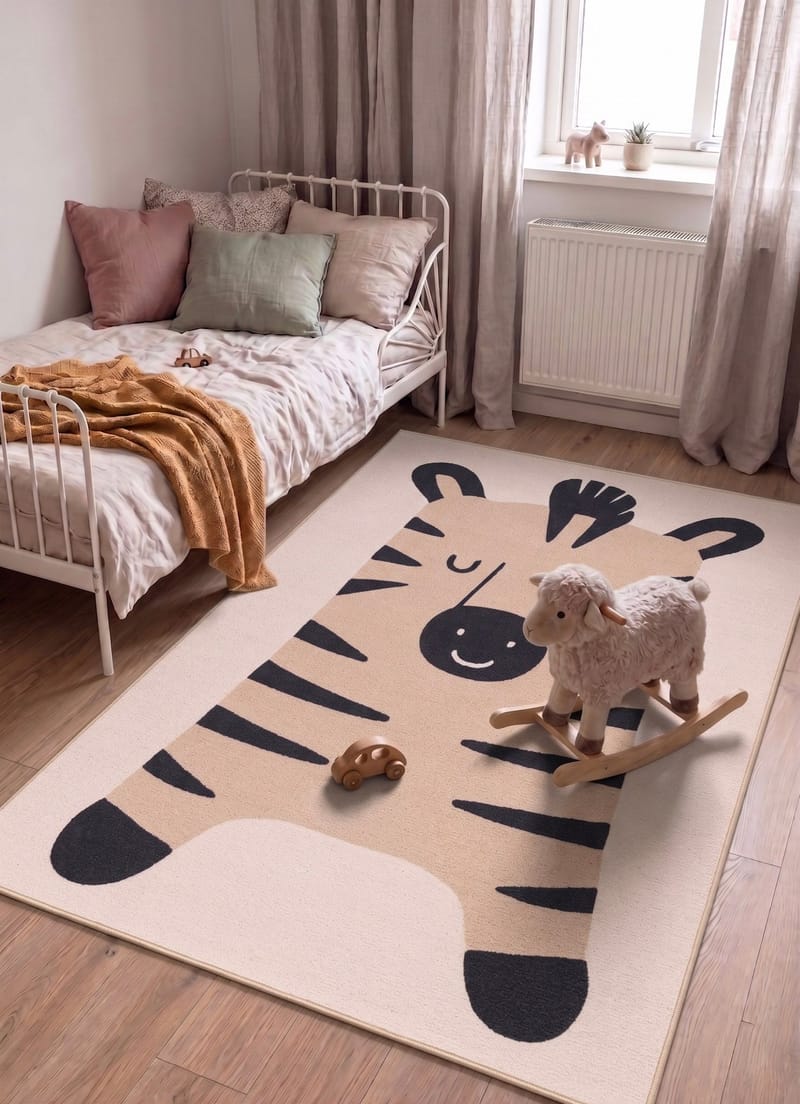 Maskinvevd teppe KM Home Play Zebra 120x160 Lin - Lin - Tekstiler - Tepper & Matter - Moderne tepper - Wiltontepper