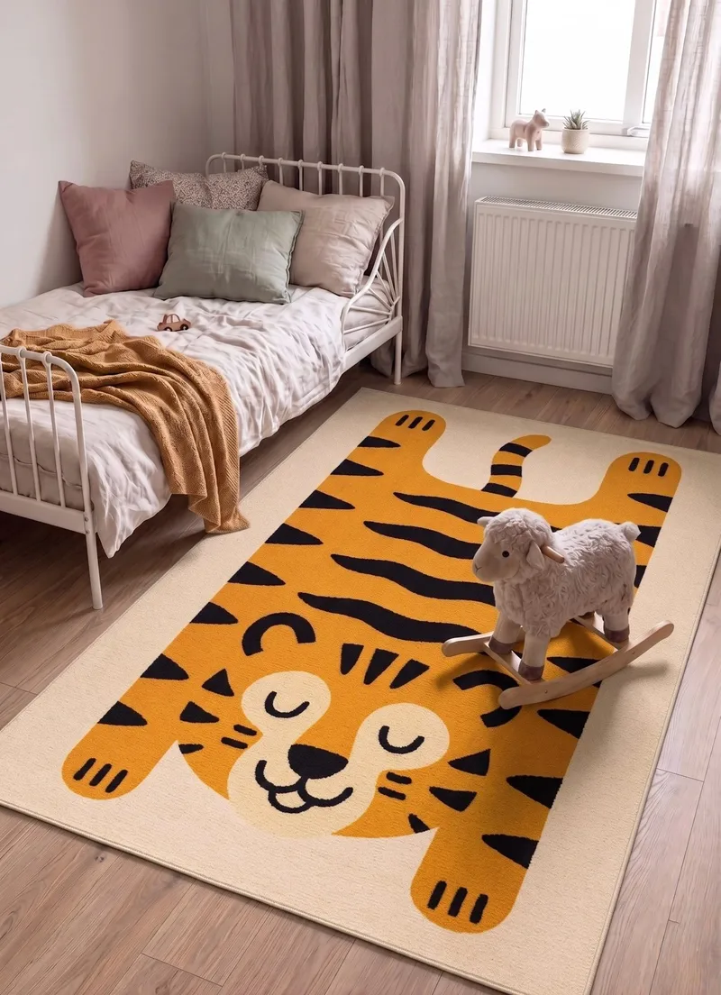 Maskinvevd teppe KM Home Play Tiger 120x160 Lin - Lin - Tekstiler - Tepper & Matter - Moderne tepper - Wiltontepper