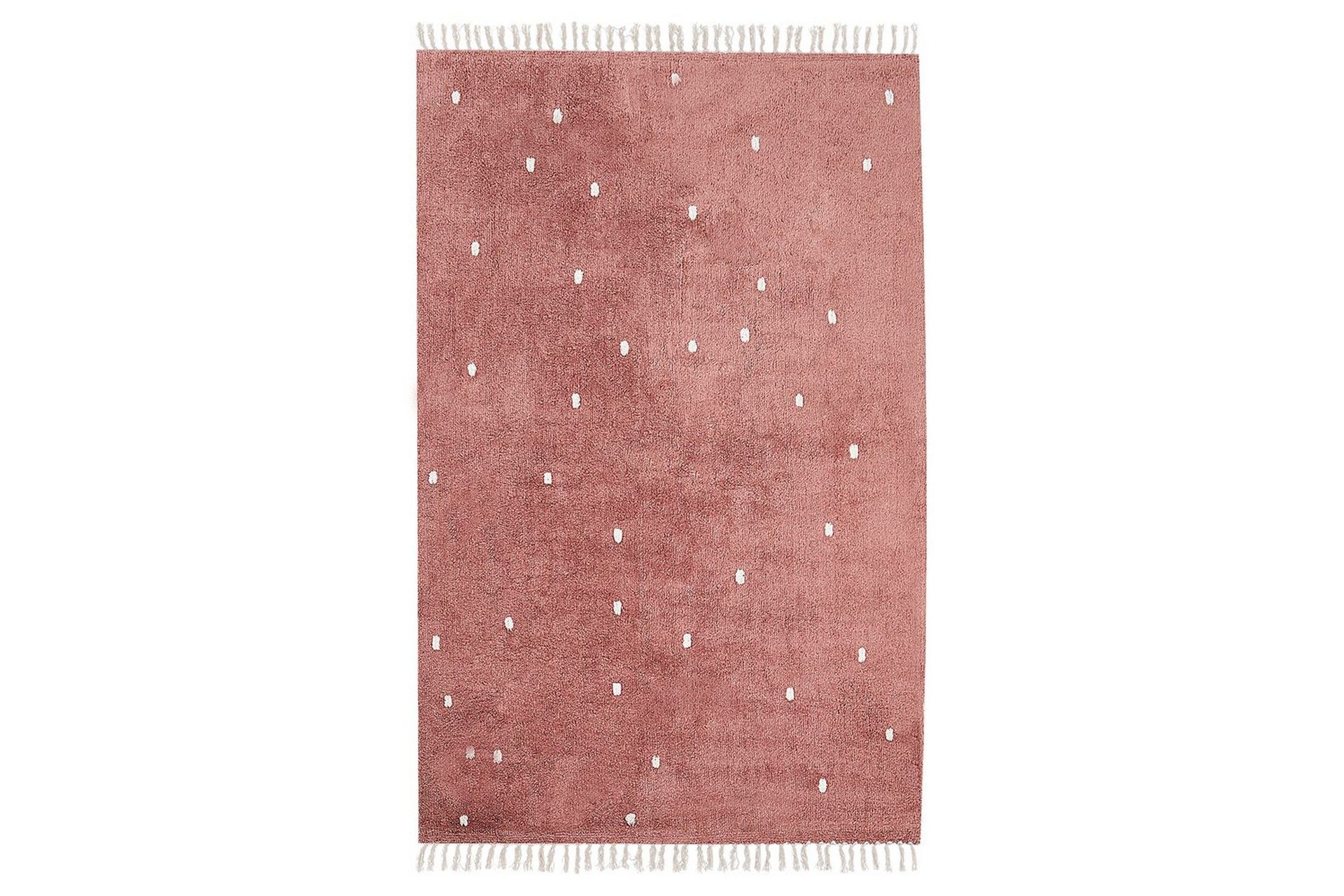 Barneteppe Bomull Lyserød Rød 140x200 cm med Hvite prikker Rektangulært Boho stil