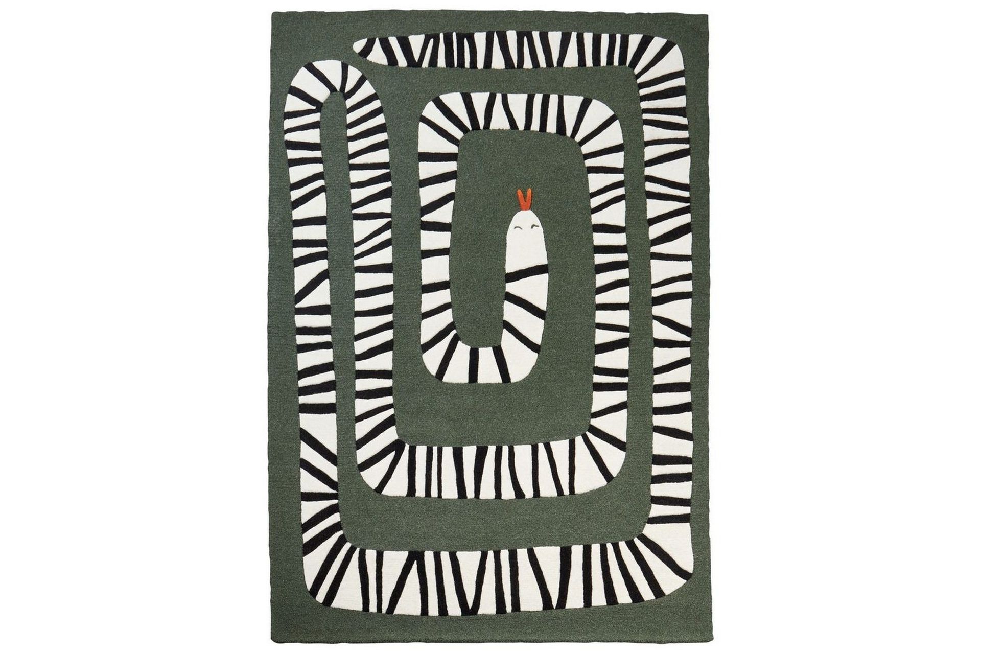 Teppe Grønn Ull 160 x 230 cm Rektangulær form Slangemotiv Moderne design Gulvteppe Dekorasjon Tekstiler