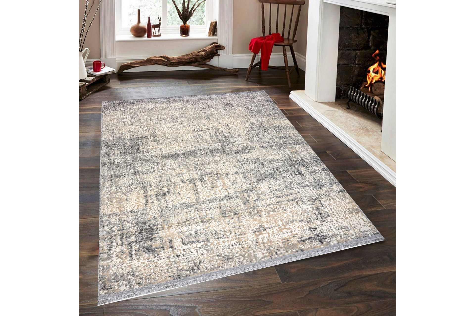 Naveena Wiltonteppe 140x200 cm Rektangulær - Grå/Beige/Krem
