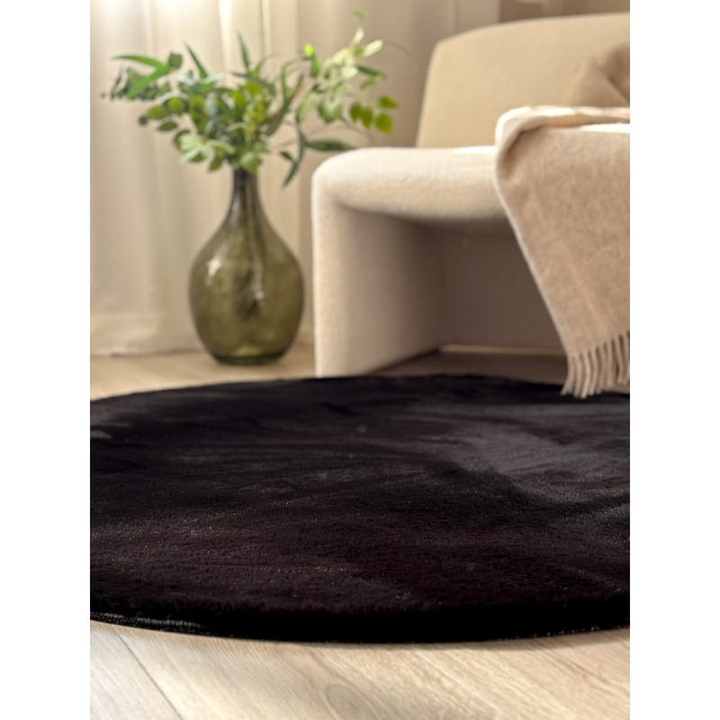 Ryematte Heaven Rund - 160x160 cm, Svart - Tekstiler - Tepper & Matter - Moderne tepper - Ryeteppe