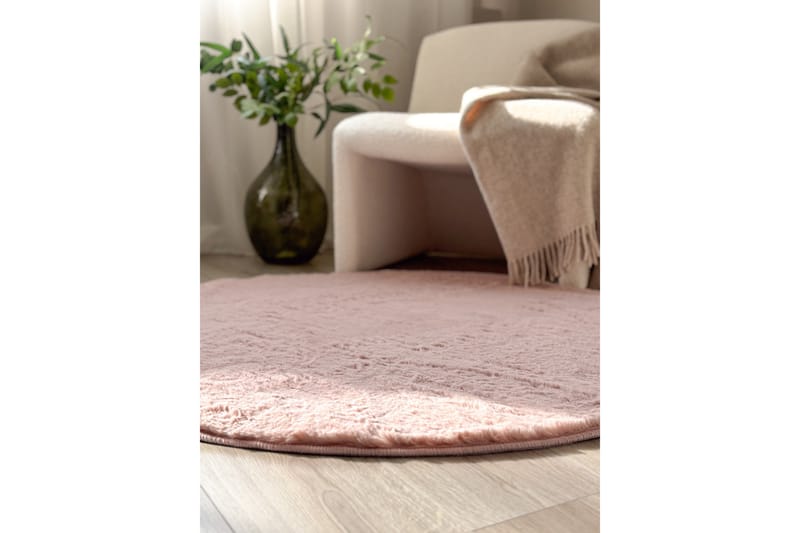 Heaven Ryematte 120 cm Rund - Rosa - Tekstiler - Tepper & Matter - Moderne tepper - Ryeteppe