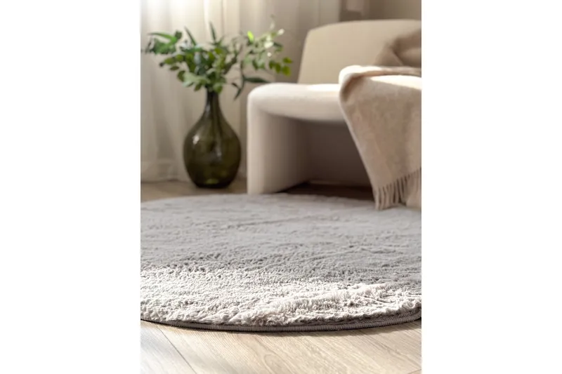 Heaven Ryematte Grå Rund 120 - Grå - Tekstiler - Tepper & Matter - Moderne tepper - Ryeteppe