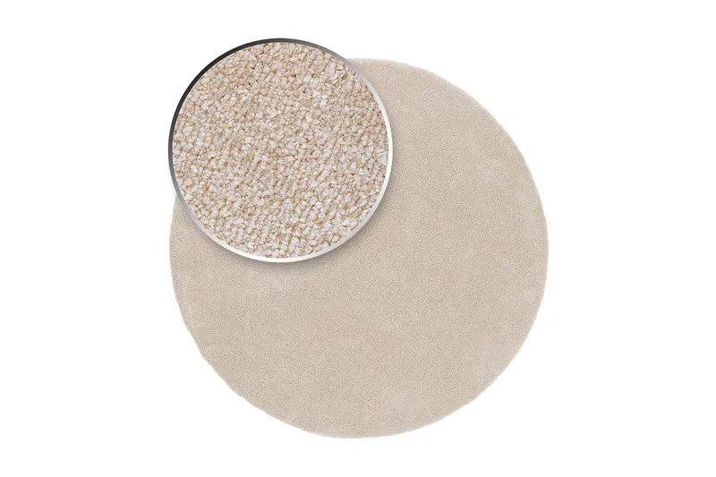 Sheraton Ryematte Rund 120 cm - Creme - Tekstiler - Tepper & Matter - Moderne tepper - Ryeteppe