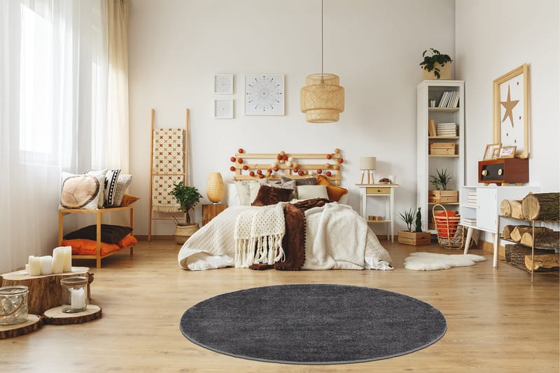 Sheraton Ryematte Rund 80 cm - Grafitt - Tekstiler - Tepper & Matter - Moderne tepper - Ryeteppe