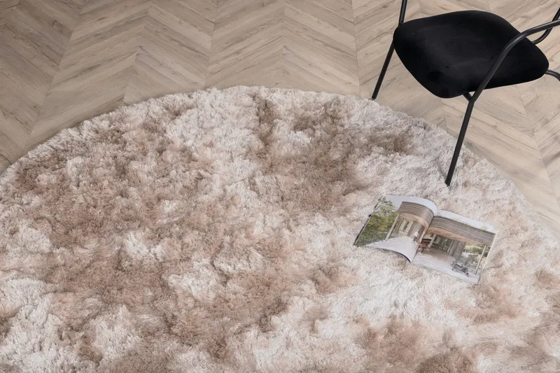 Shiva Ryematte Rund 200 cm - Champagne - Tekstiler - Tepper & Matter - Moderne tepper - Ryeteppe