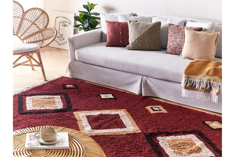 Siirt Bomullsteppe 160x230 cm - Rød - Tekstiler - Tepper & Matter - Moderne tepper - Bomullstepper