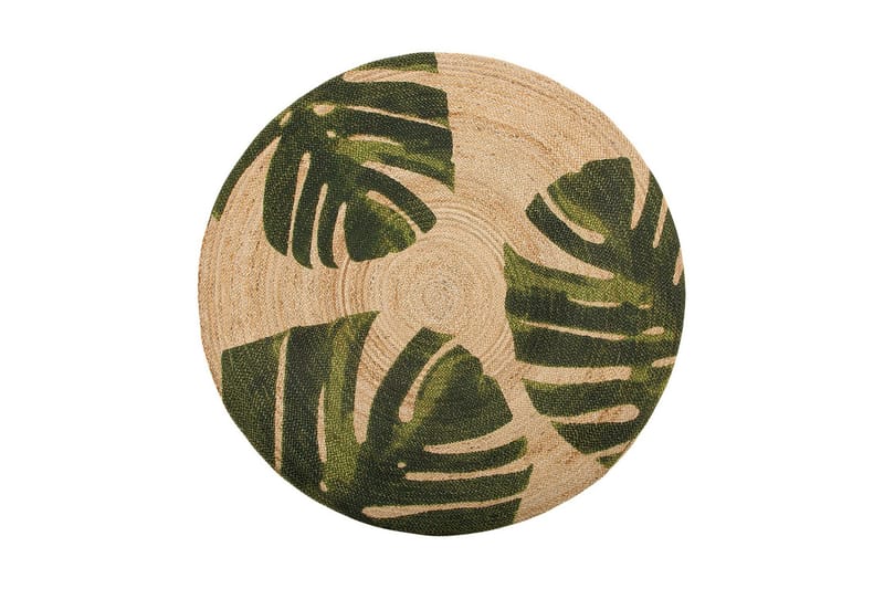 Byner Matte med Monsteramotiv Rund 140 cm, Beige