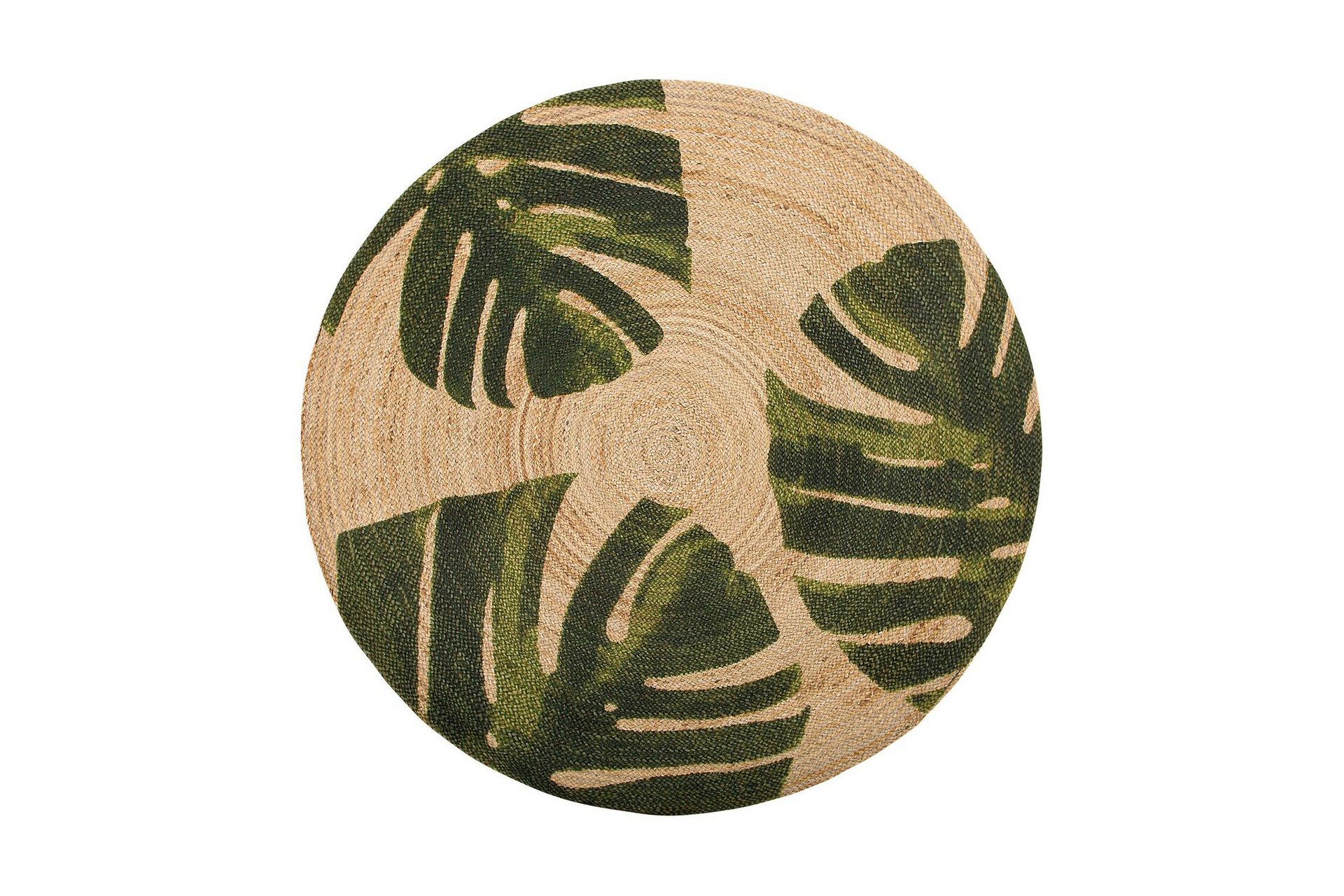 Byner Matte med Monsteramotiv Rund 140 cm - Beige