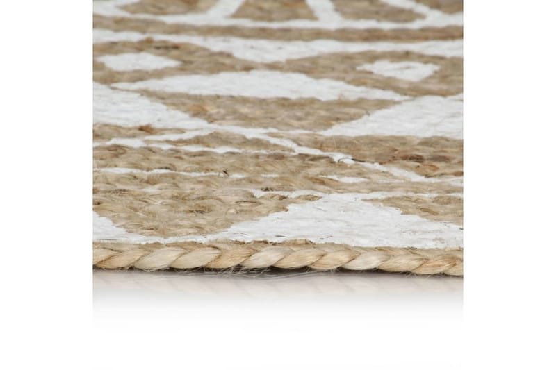 Håndlaget juteteppe med hvitt mønster 90 cm - Sisaltepper - Jutematter & hampematter