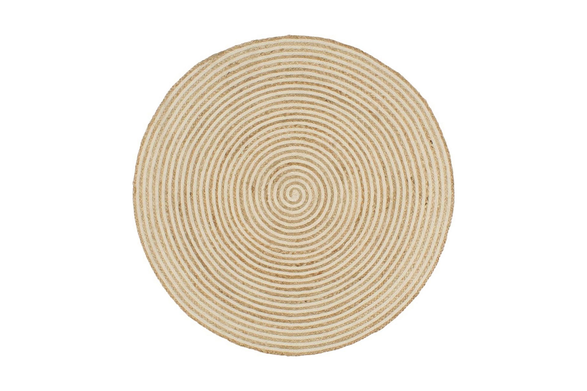 Håndlaget juteteppe med spiral-design hvit 120 cm - Tekstiler - Tepper & Matter - Moderne tepper - Sisaltepper