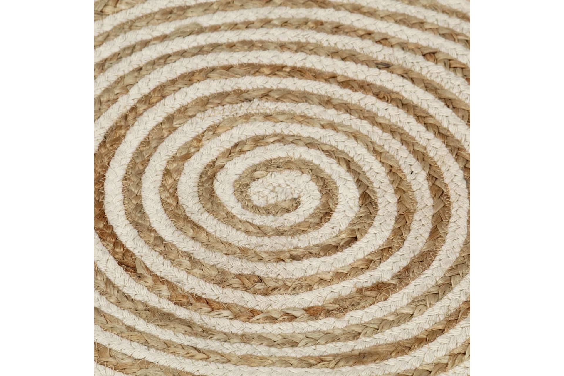 Håndlaget juteteppe med spiral-design hvit 120 cm - Tekstiler - Tepper & Matter - Moderne tepper - Sisaltepper