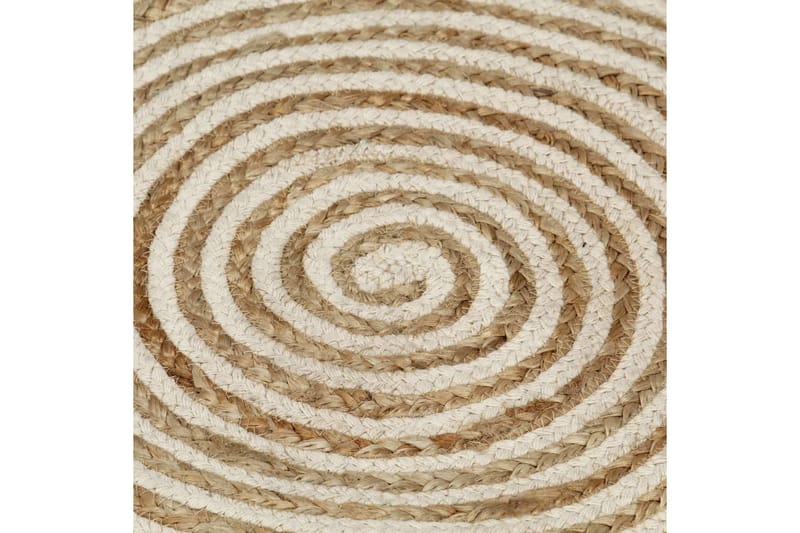 Håndlaget juteteppe med spiral-design hvit 120 cm - Sisaltepper - Jutematter & hampematter
