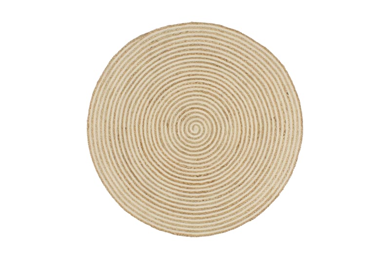 Håndlaget juteteppe med spiral-design hvit 150 cm - Sisaltepper - Jutematter & hampematter